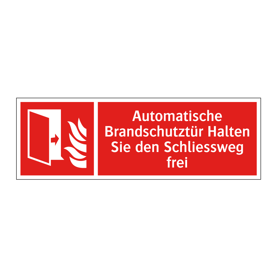 Automatische Brandschutztür Halten Sie den Schliessweg frei