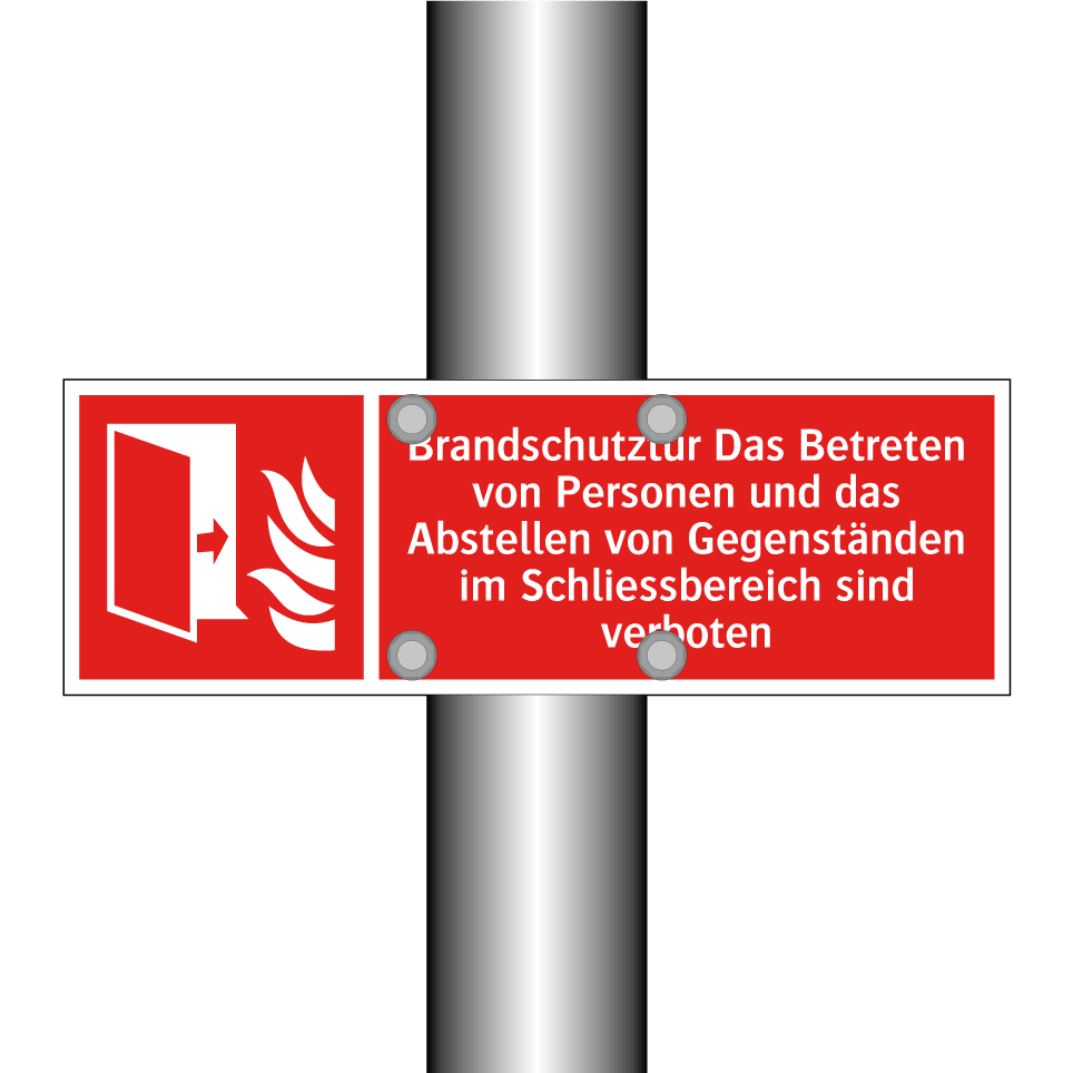 Brandschutztür Das Betreten von Personen und das Abstellen von Gegenständen im Schliessbereich sind verboten