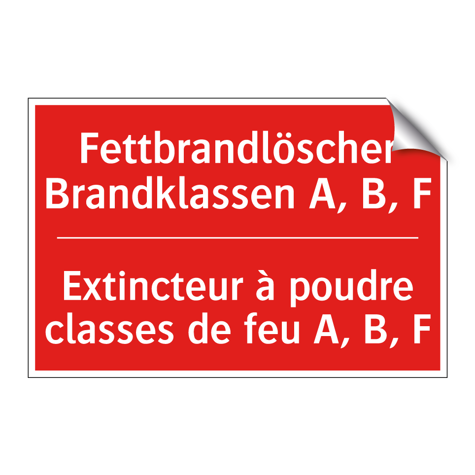 Fettbrandlöscher Brandklassen  /.../ - Extincteur à poudre classes de  /.../