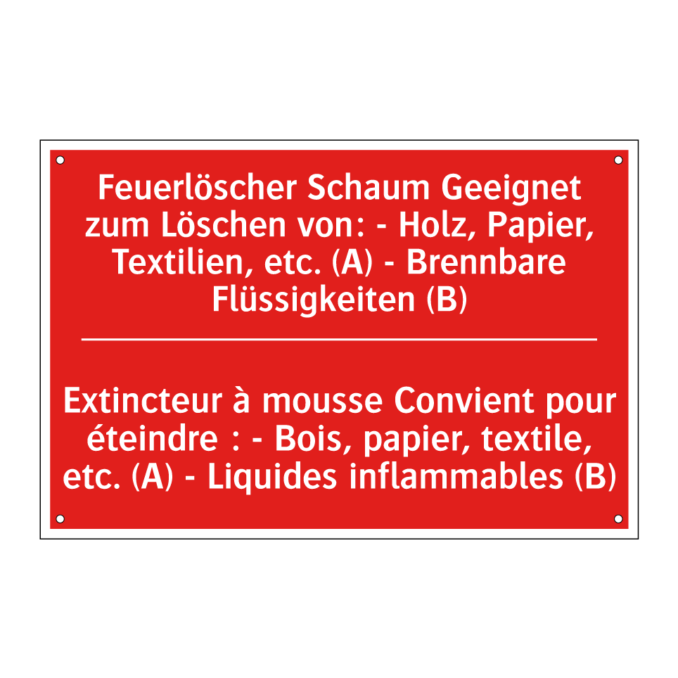 Feuerlöscher Schaum Geeignet zum  /.../ - Extincteur à mousse Convient pour  /.../