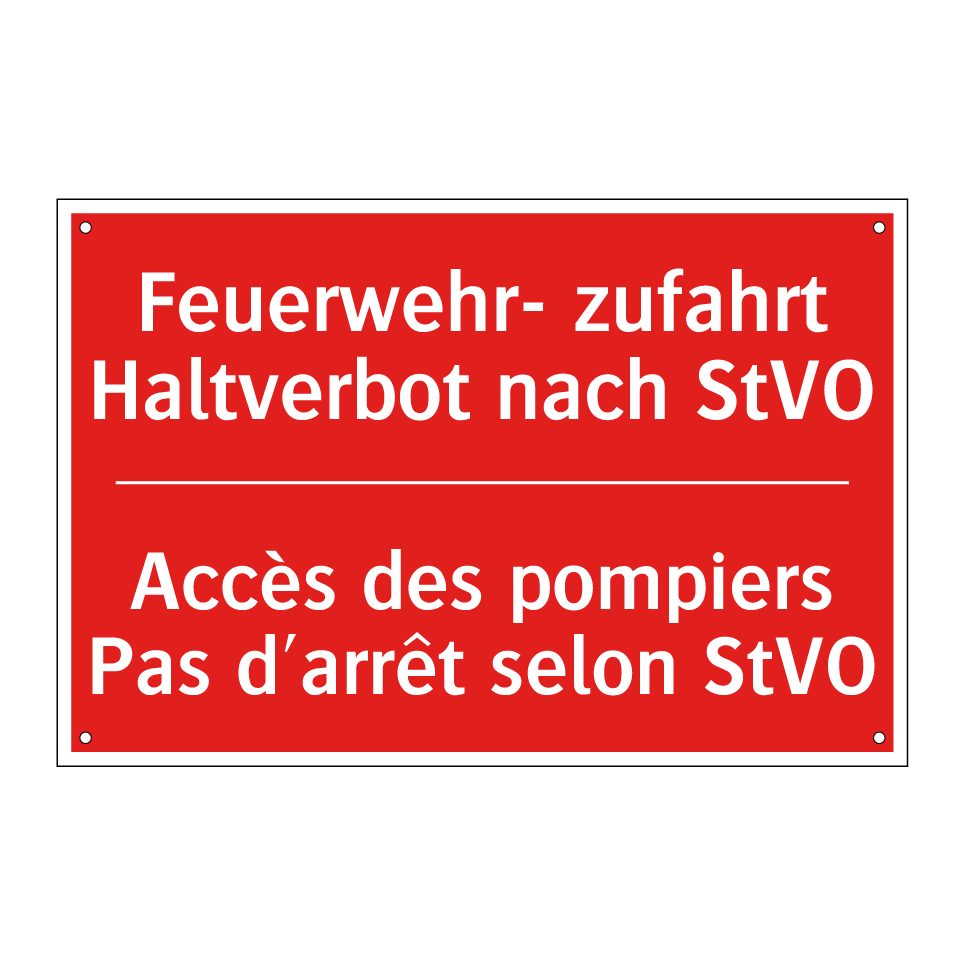 Feuerwehr- zufahrt Haltverbot  /.../ - Accès des pompiers Pas d'arrêt  /.../