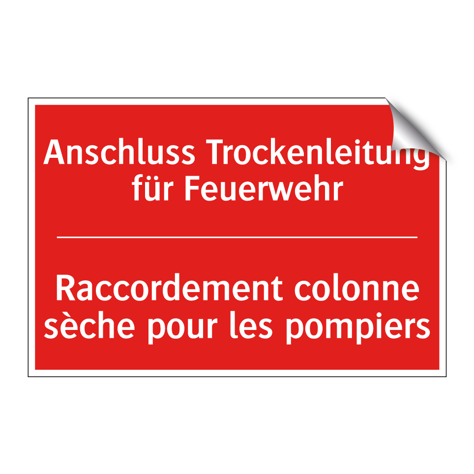 Anschluss Trockenleitung für Feuerwehr /.../ - Raccordement colonne sèche pour  /.../