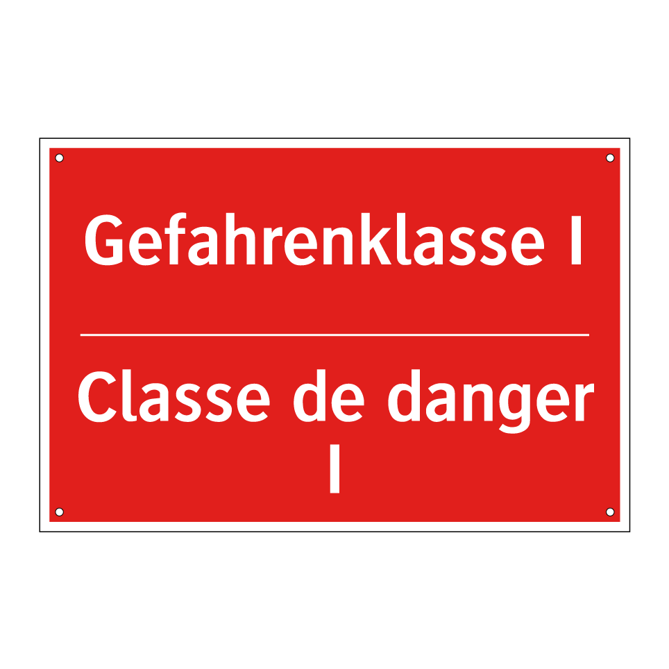 Gefahrenklasse I - Classe de danger I