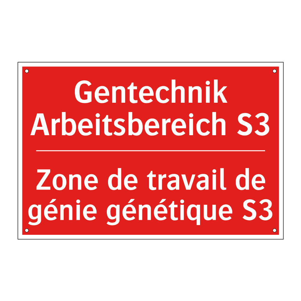 Gentechnik Arbeitsbereich S3 - Zone de travail de génie génétique  /.../