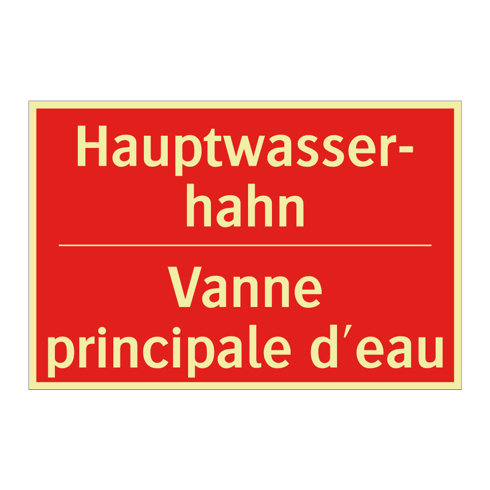 Hauptwasser- hahn - Vanne principale d'eau