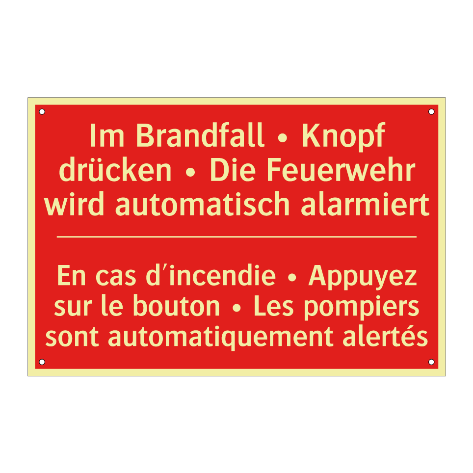 Im Brandfall • Knopf drücken •  /.../ - En cas d'incendie • Appuyez sur  /.../