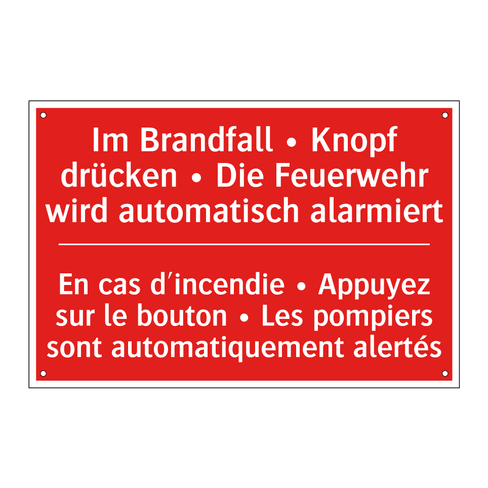 Im Brandfall • Knopf drücken •  /.../ - En cas d'incendie • Appuyez sur  /.../