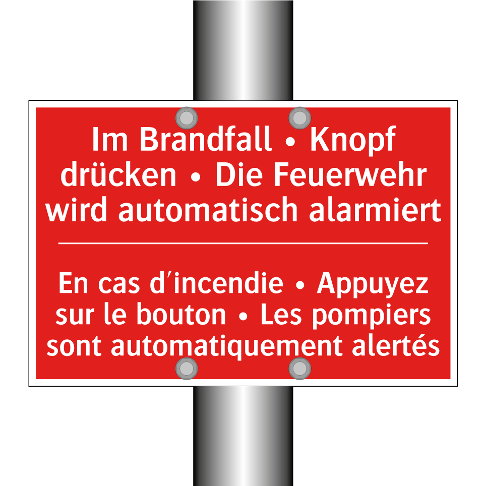 Im Brandfall • Knopf drücken •  /.../ - En cas d'incendie • Appuyez sur  /.../