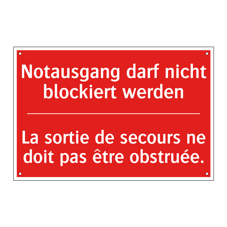 Notausgang darf nicht blockiert  /.../ - La sortie de secours ne doit pas  /.../