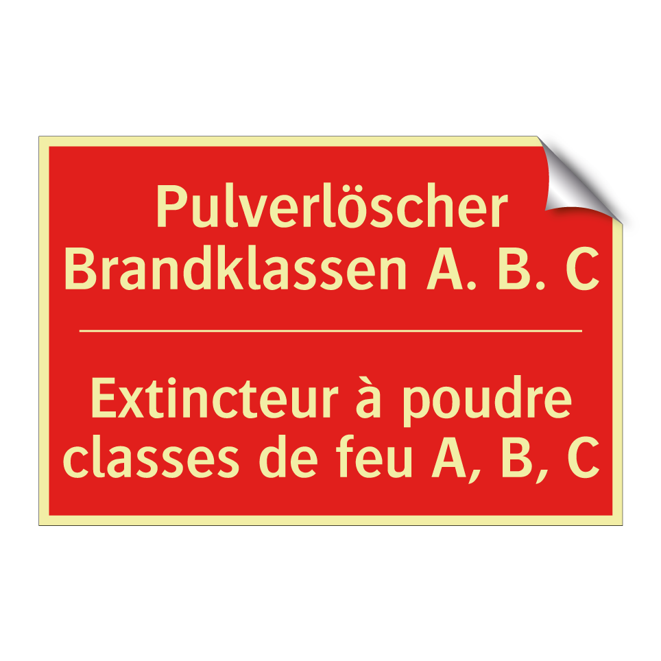 Pulverlöscher Brandklassen A.  /.../ - Extincteur à poudre classes de  /.../