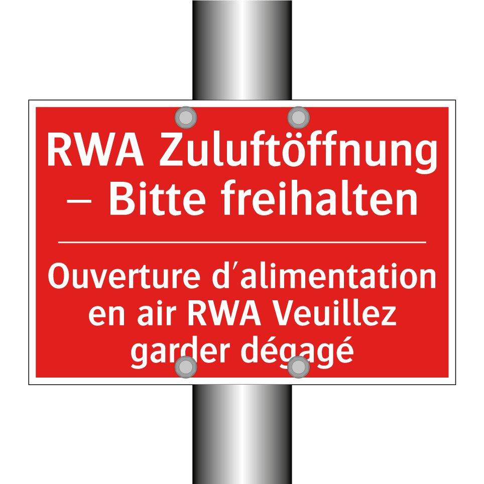 RWA Zuluftöffnung – Bitte freihalten /.../ - Ouverture d'alimentation en air  /.../