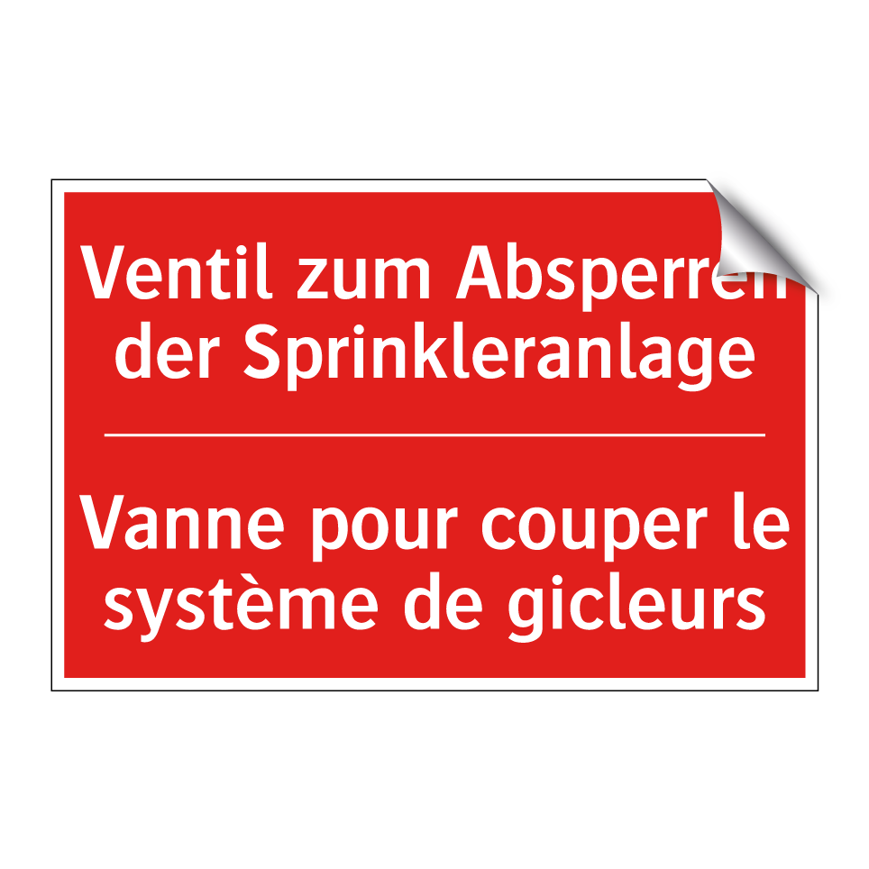 Ventil zum Absperren der Sprinkleranlage /.../ - Vanne pour couper le système de  /.../