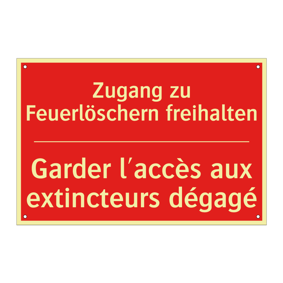 Zugang zu Feuerlöschern freihalten /.../ - Garder l'accès aux extincteurs  /.../