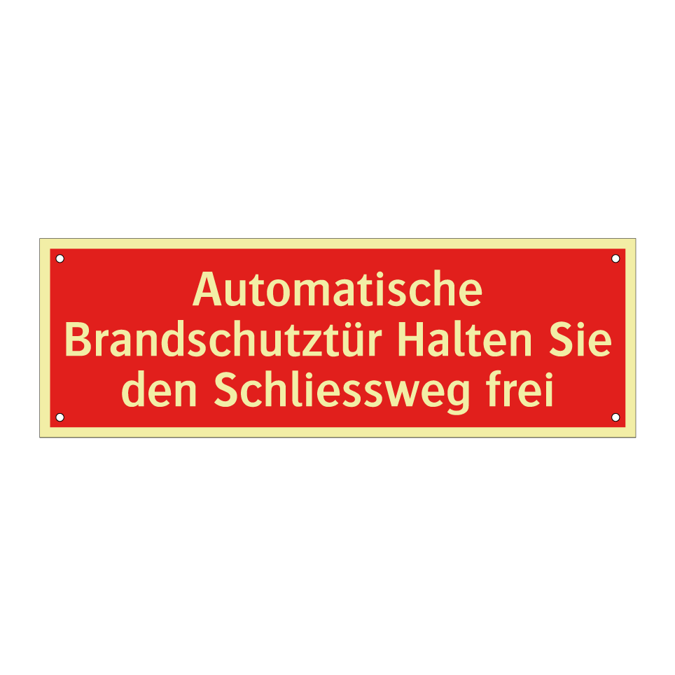 Automatische Brandschutztür Halten Sie den Schliessweg frei
