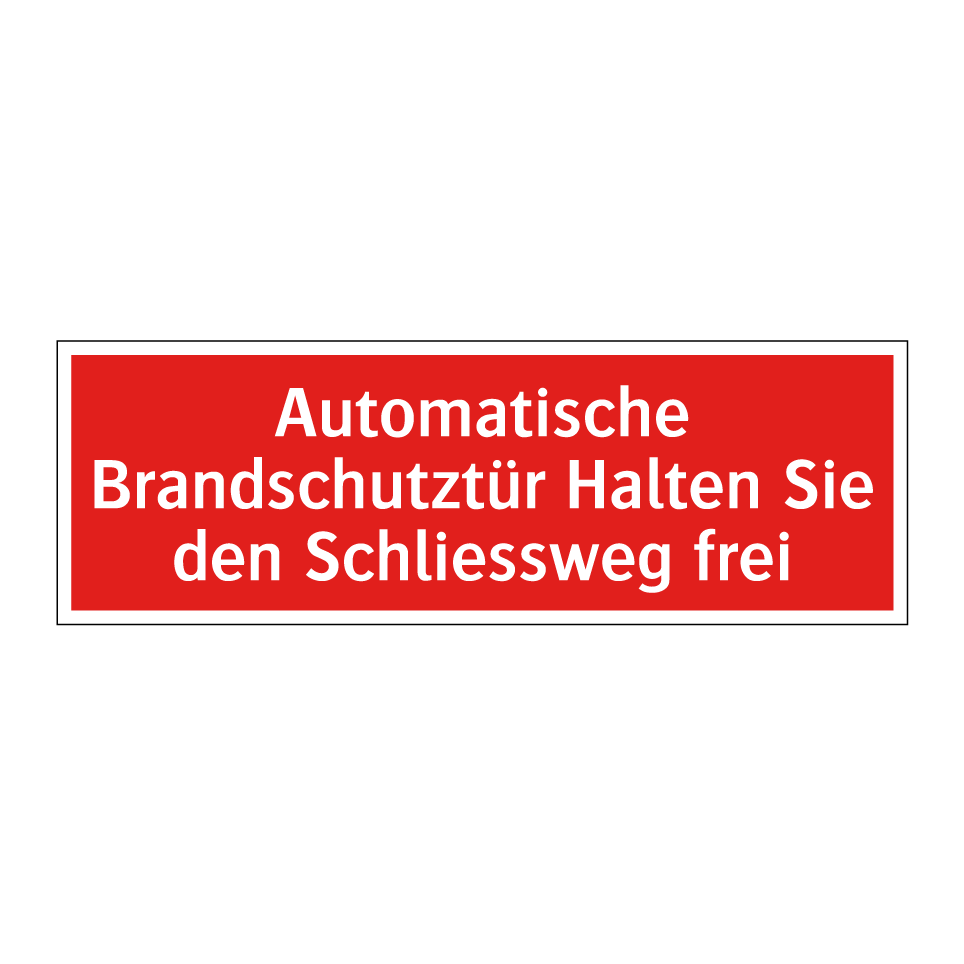 Automatische Brandschutztür Halten Sie den Schliessweg frei