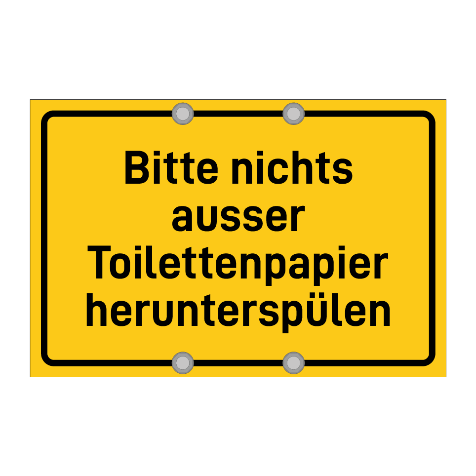 Bitte nichts ausser Toilettenpapier herunterspülen