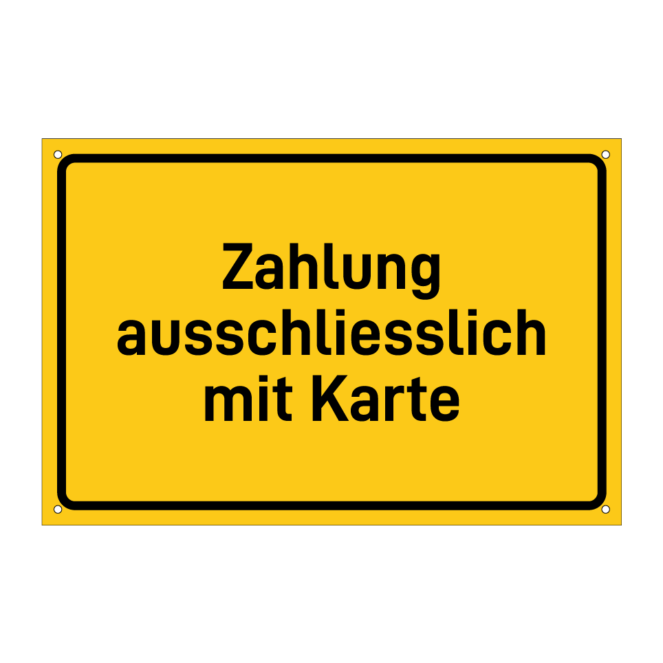 Zahlung ausschliesslich mit Karte