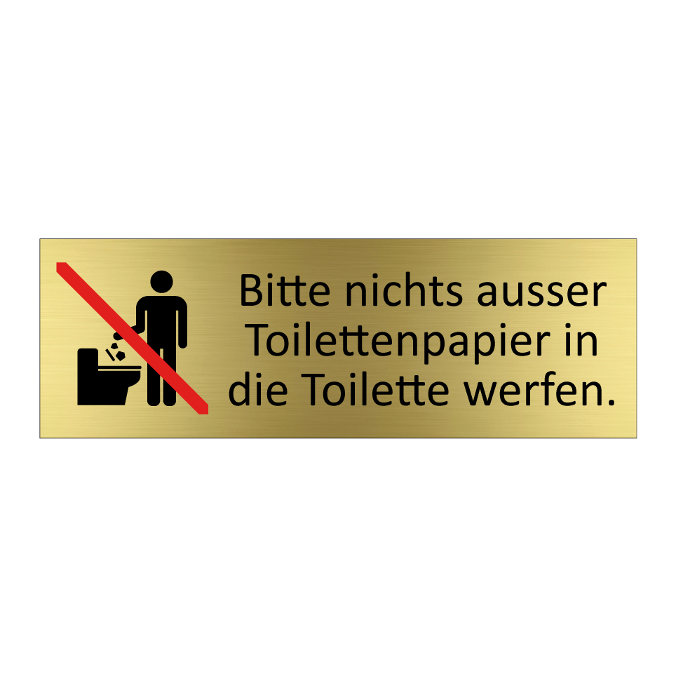 Bitte nichts ausser Toilettenpapier in die Toilette werfen.
