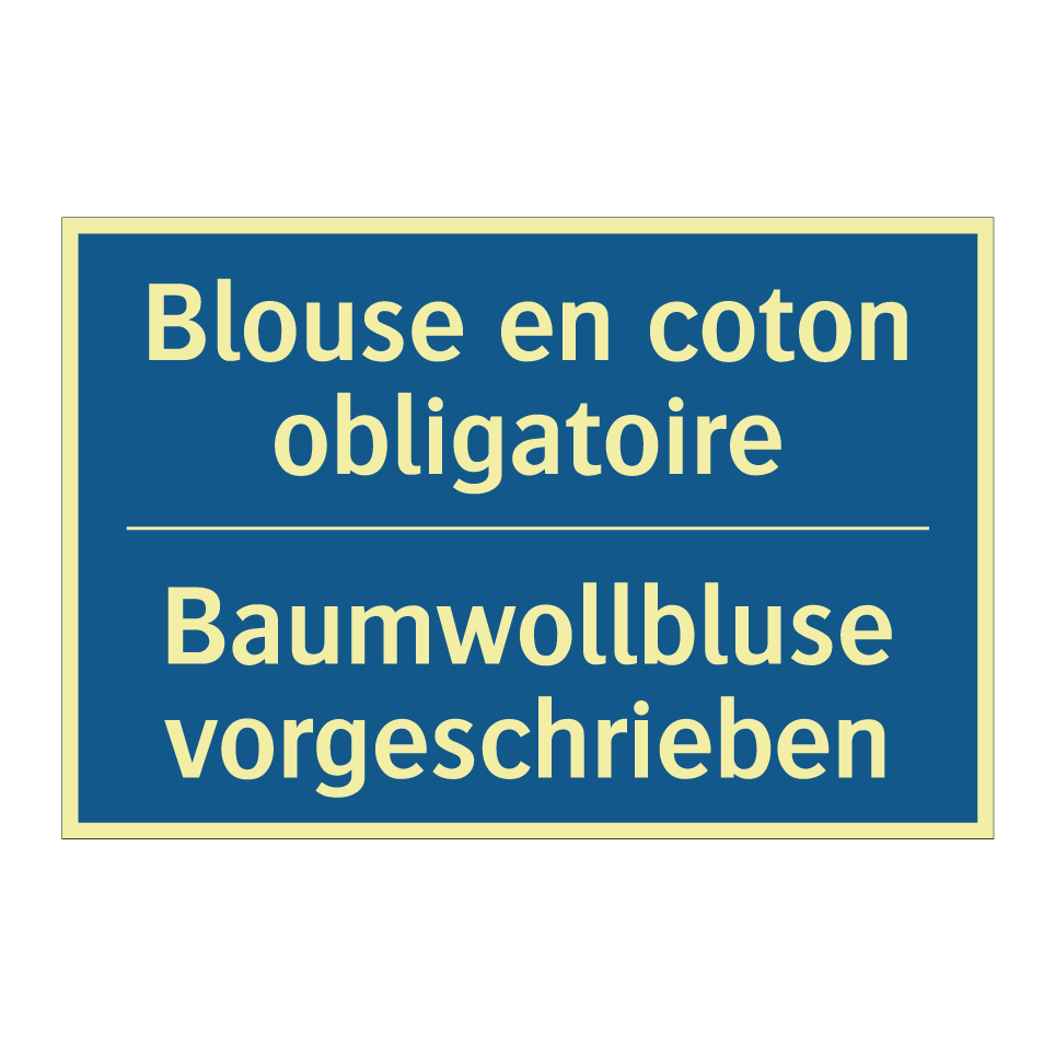 Baumwollbluse vorgeschrieben - Blouse en coton obligatoire
