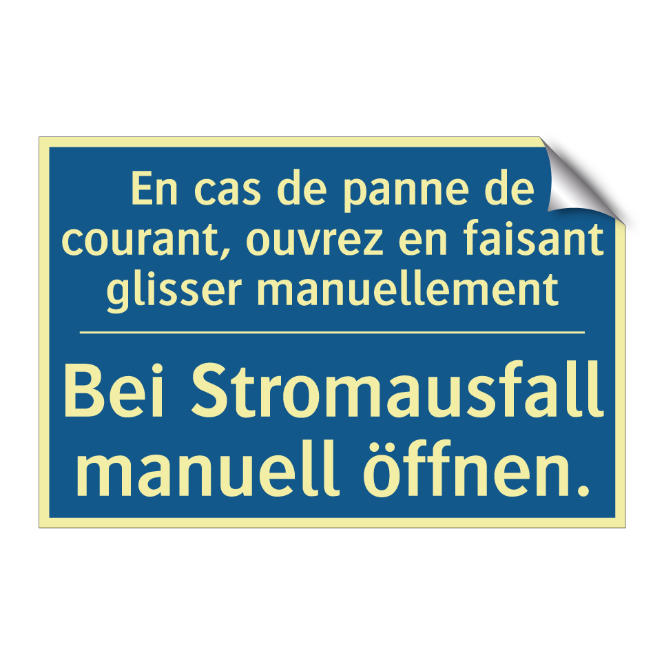 Bei Stromausfall manuell öffnen. /.../ - En cas de panne de courant, ouvrez  /.../