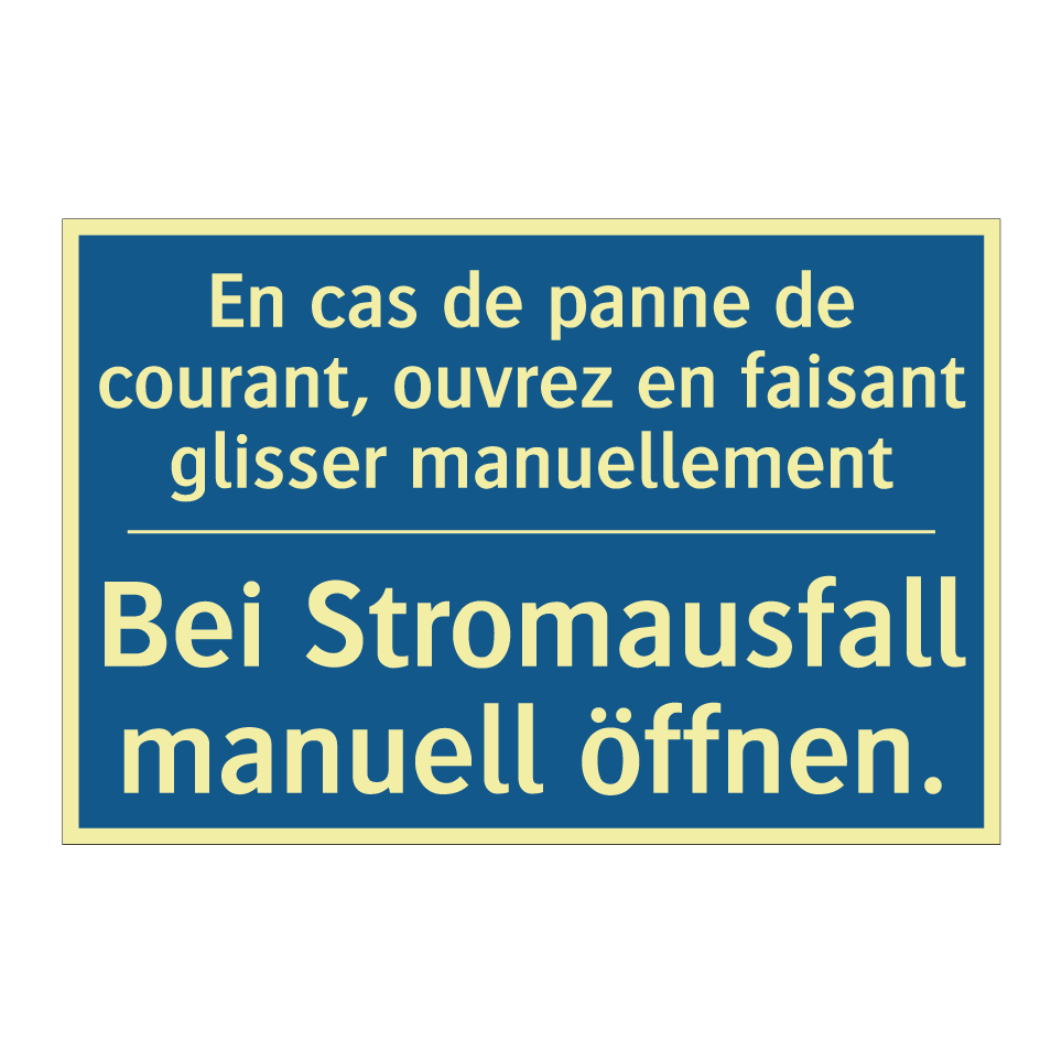 Bei Stromausfall manuell öffnen. /.../ - En cas de panne de courant, ouvrez  /.../