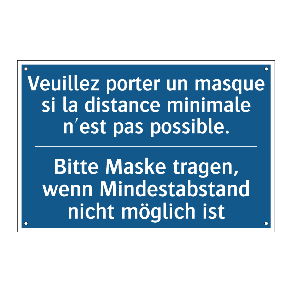 Bitte Maske tragen, wenn Mindestabstand  /.../ - Veuillez porter un masque si la  /.../