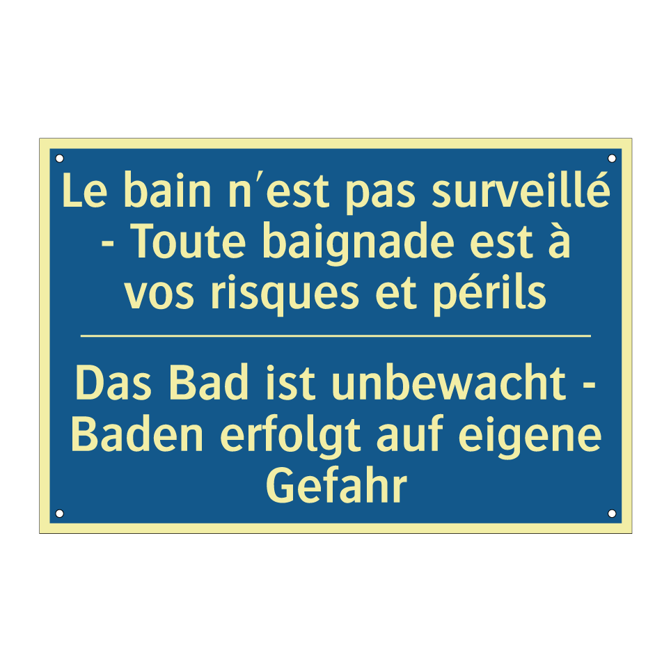 Das Bad ist unbewacht - Baden  /.../ - Le bain n'est pas surveillé -  /.../