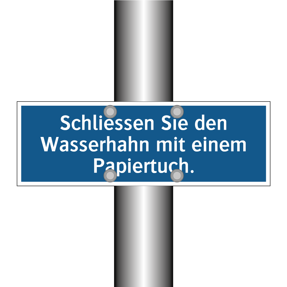 Schliessen Sie den Wasserhahn mit einem Papiertuch.