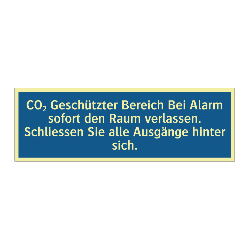CO₂ Geschützter Bereich Bei Alarm sofort den Raum verlassen. Schliessen Sie alle Ausgänge hinter sich.