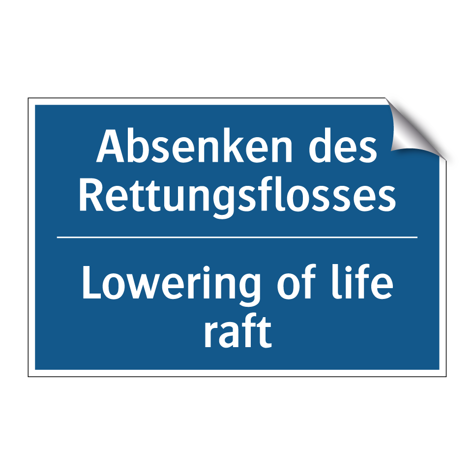 Absenken des Rettungsflosses - Lowering of life raft