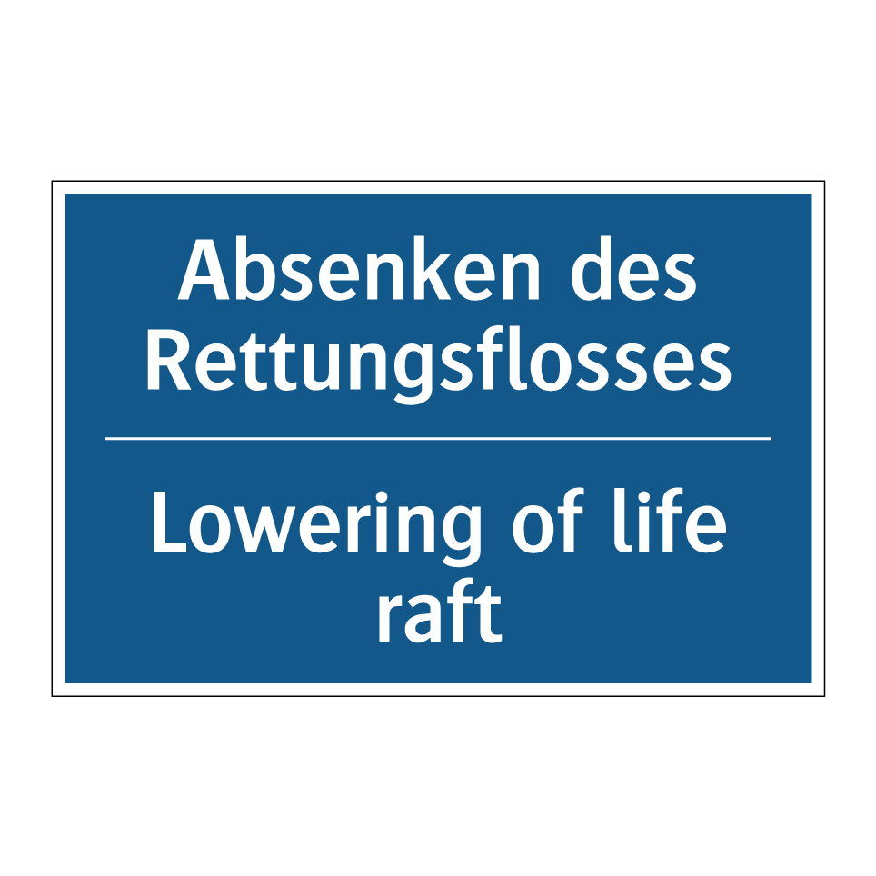Absenken des Rettungsflosses - Lowering of life raft