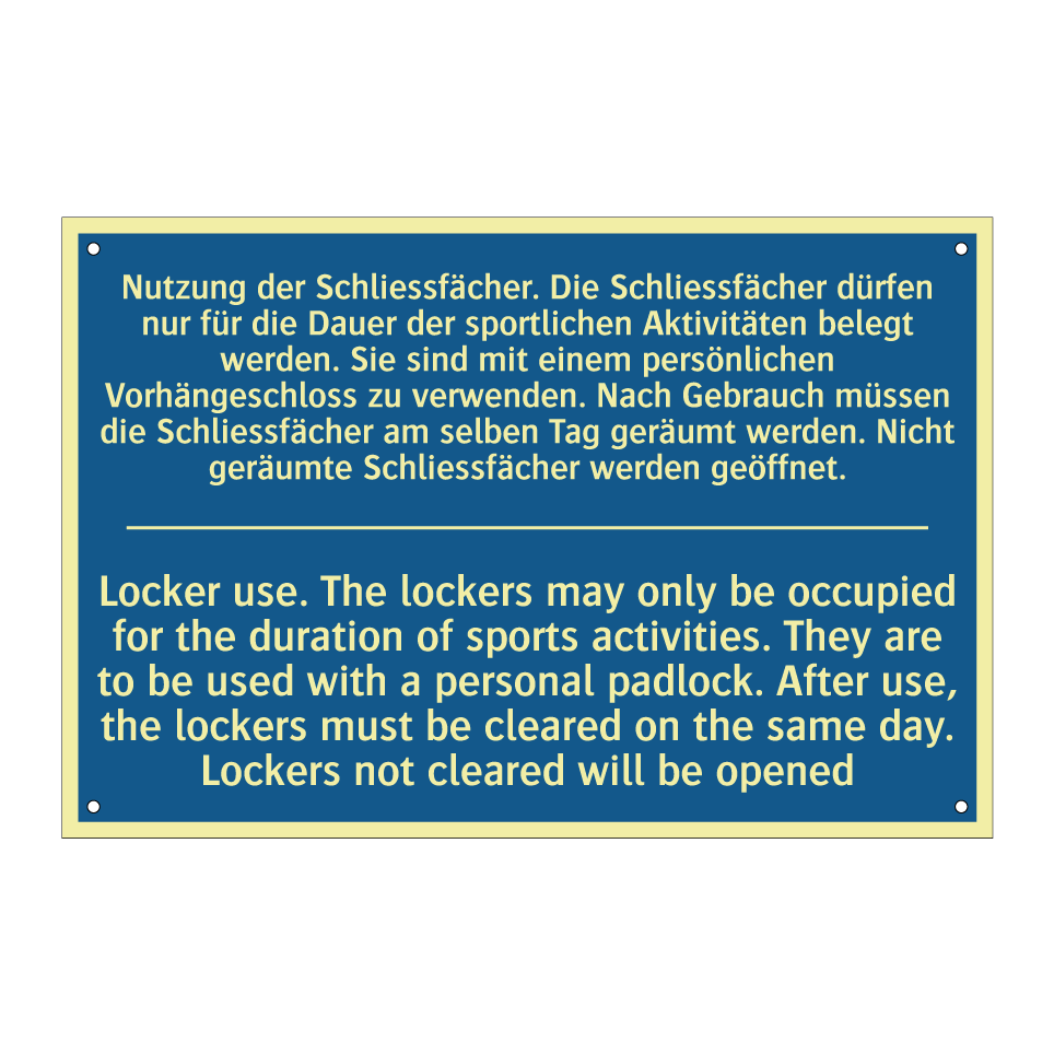 Nutzung der Schliessfächer. Die  /.../ - Locker use. The lockers may only  /.../