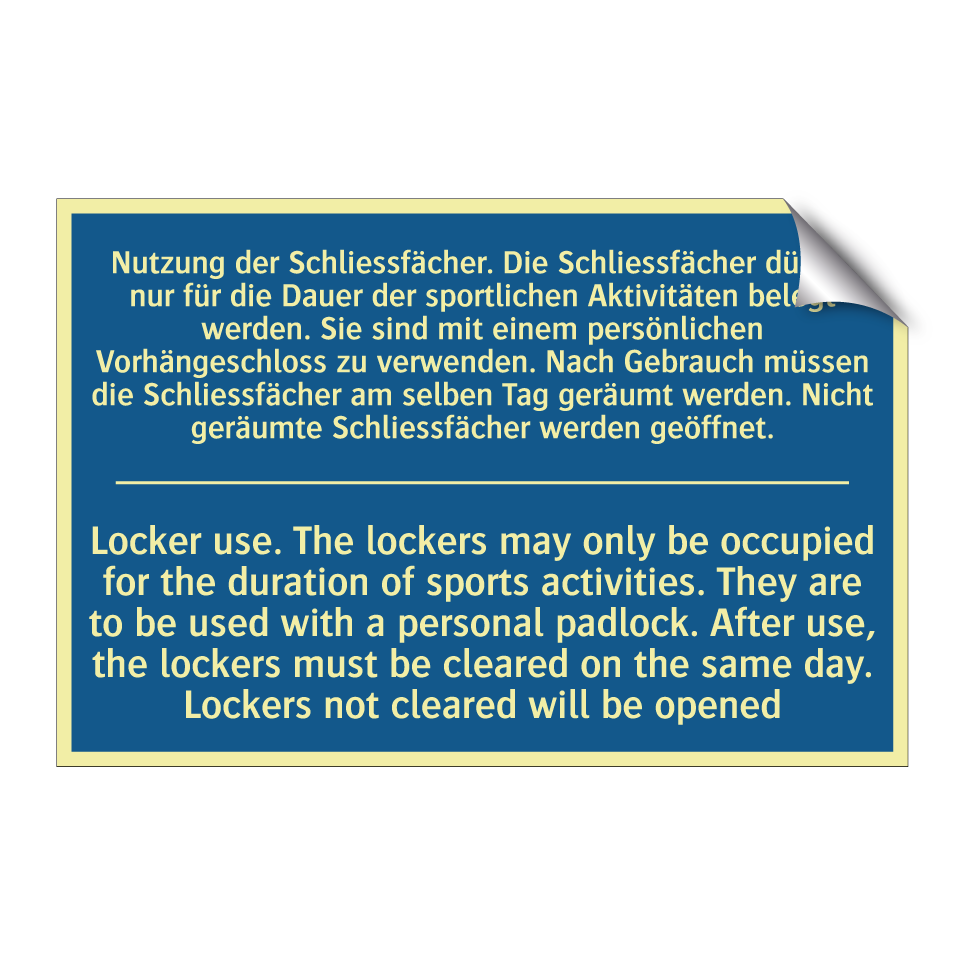 Nutzung der Schliessfächer. Die  /.../ - Locker use. The lockers may only  /.../