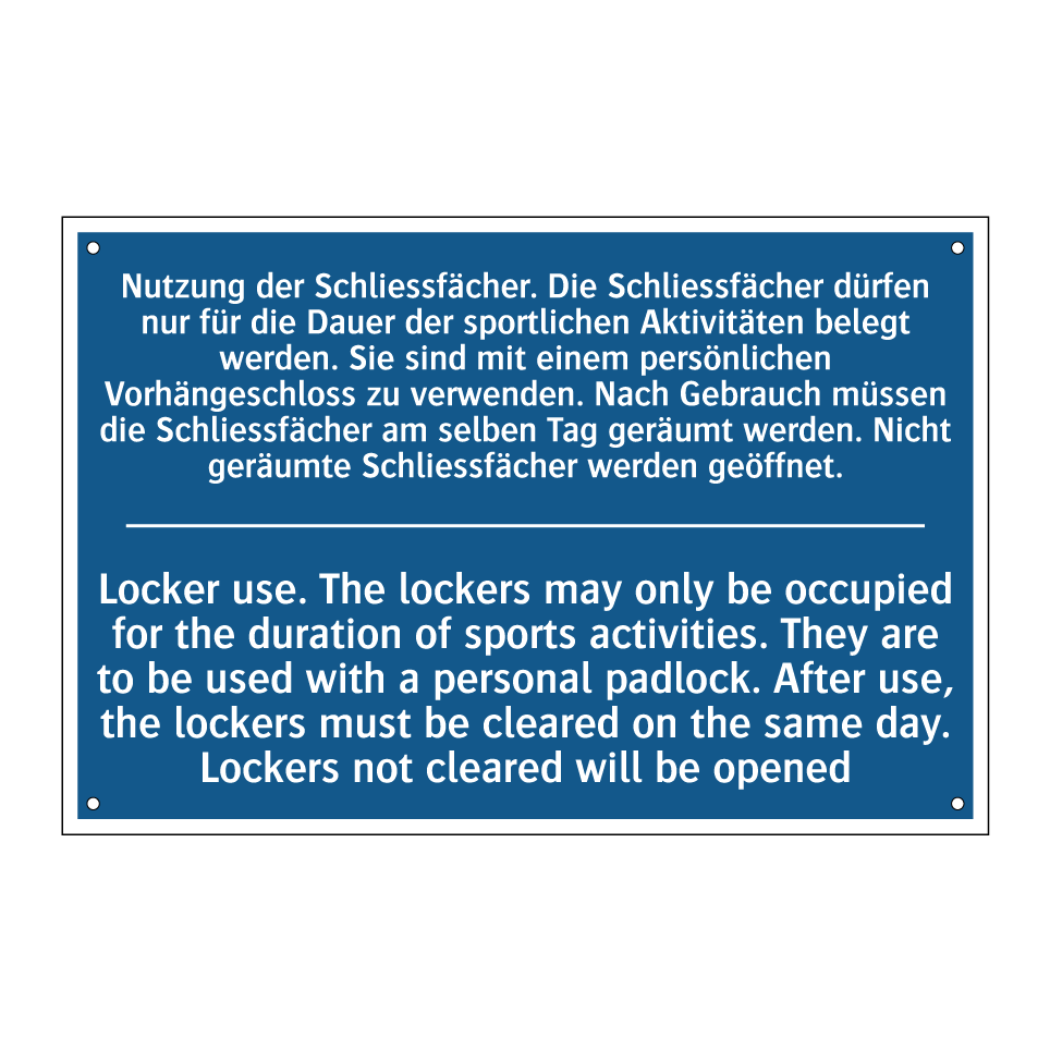 Nutzung der Schliessfächer. Die  /.../ - Locker use. The lockers may only  /.../
