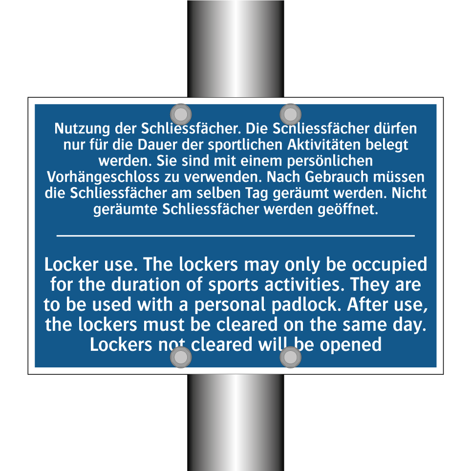 Nutzung der Schliessfächer. Die  /.../ - Locker use. The lockers may only  /.../