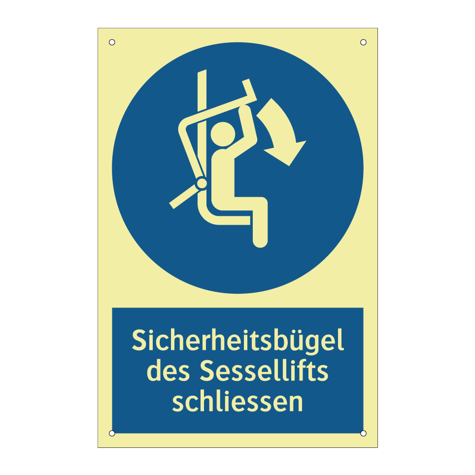 Sicherheitsbügel des Sessellifts schliessen