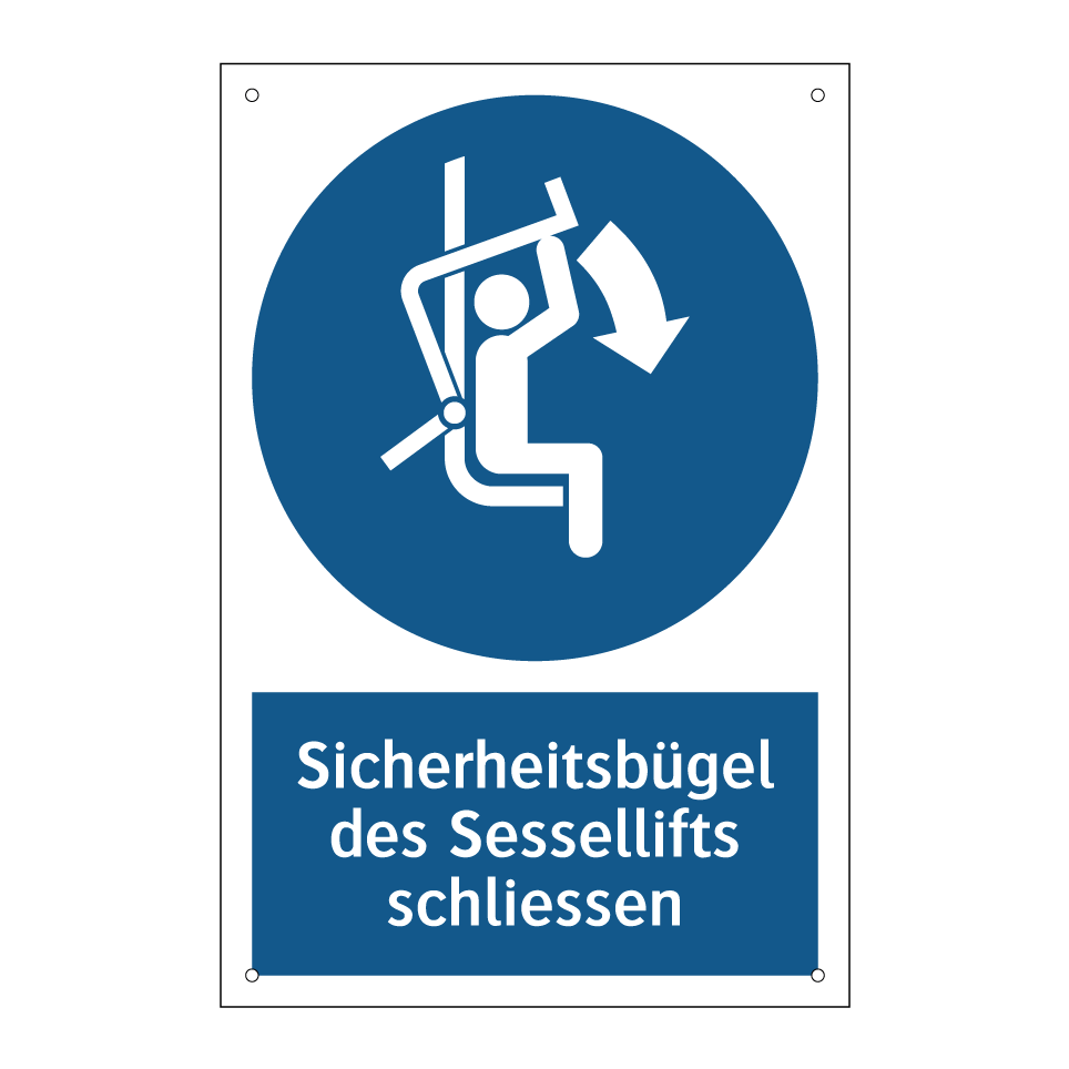 Sicherheitsbügel des Sessellifts schliessen