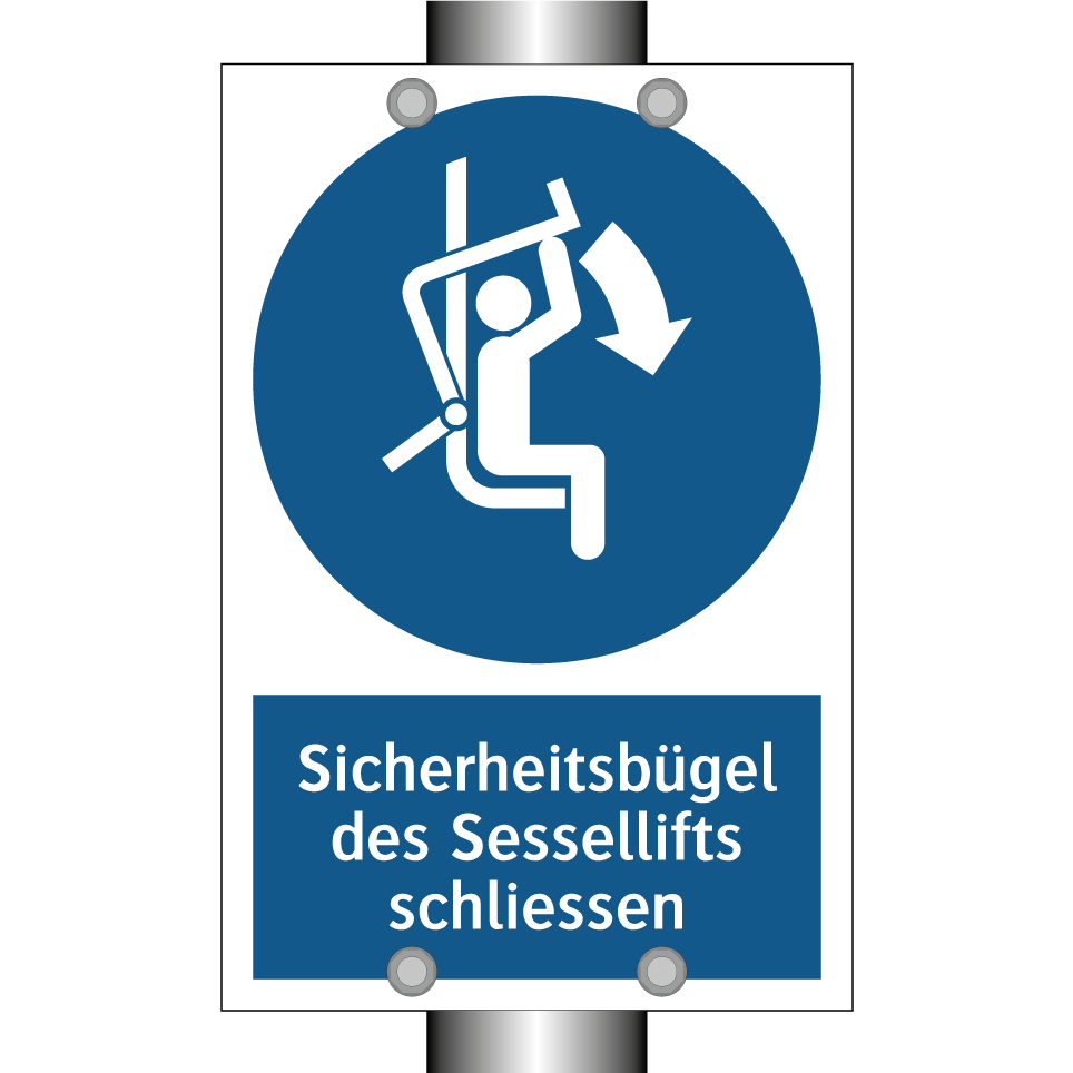 Sicherheitsbügel des Sessellifts schliessen