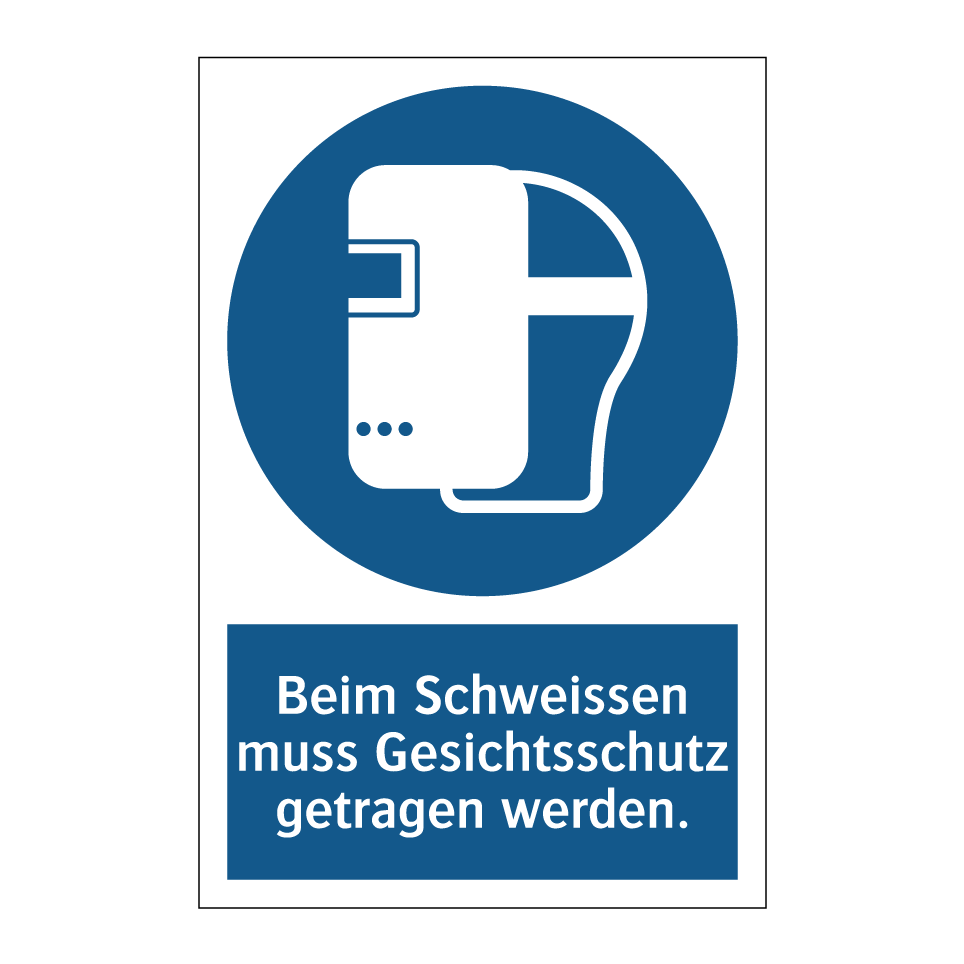 Beim Schweissen muss Gesichtsschutz getragen werden.