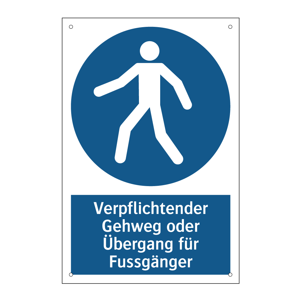 Verpflichtender Gehweg oder Übergang für Fussgänger