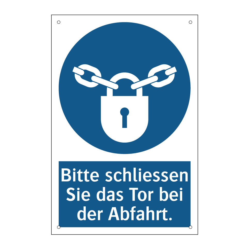 Bitte schliessen Sie das Tor bei der Abfahrt.