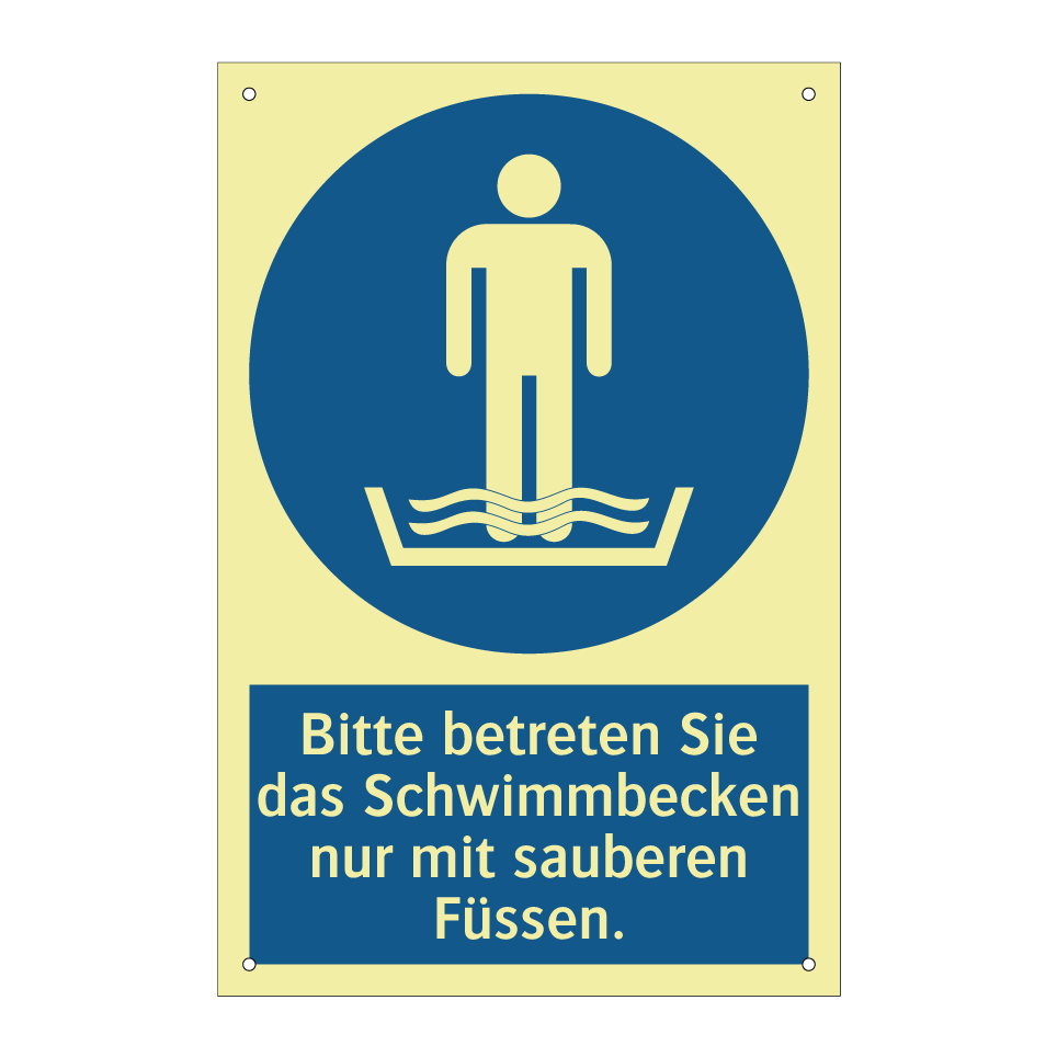 Bitte betreten Sie das Schwimmbecken nur mit sauberen Füssen.