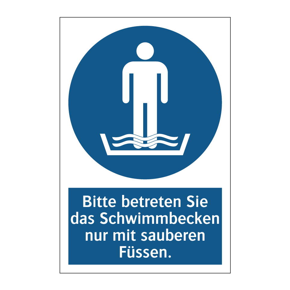 Bitte betreten Sie das Schwimmbecken nur mit sauberen Füssen.