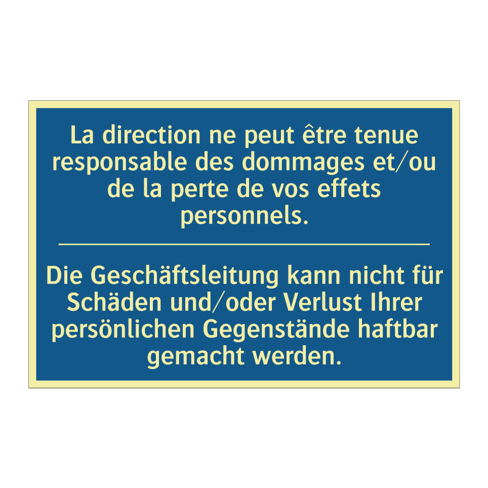 Die Geschäftsleitung kann nicht  /.../ - La direction ne peut être tenue  /.../
