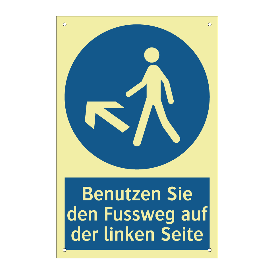 Benutzen Sie den Fussweg auf der linken Seite