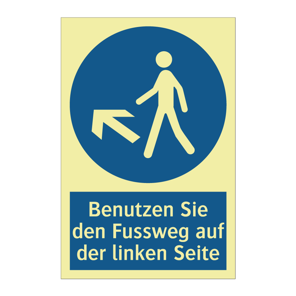 Benutzen Sie den Fussweg auf der linken Seite