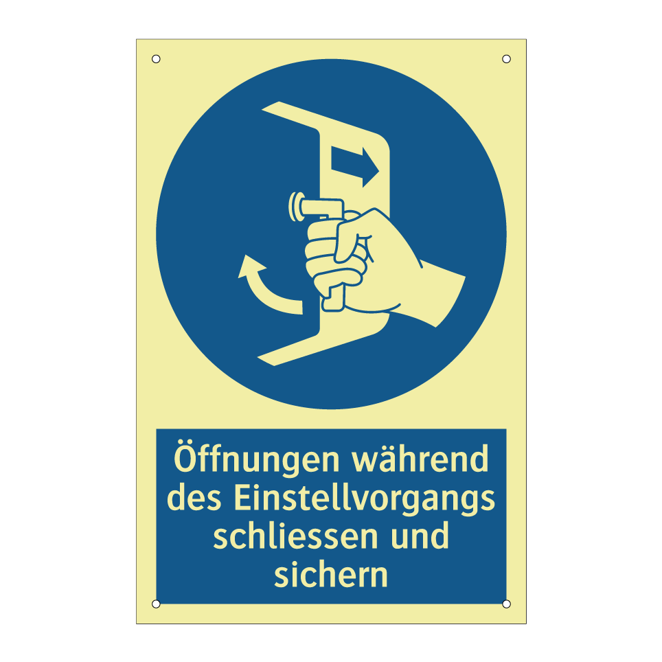 Öffnungen während des Einstellvorgangs schliessen und sichern
