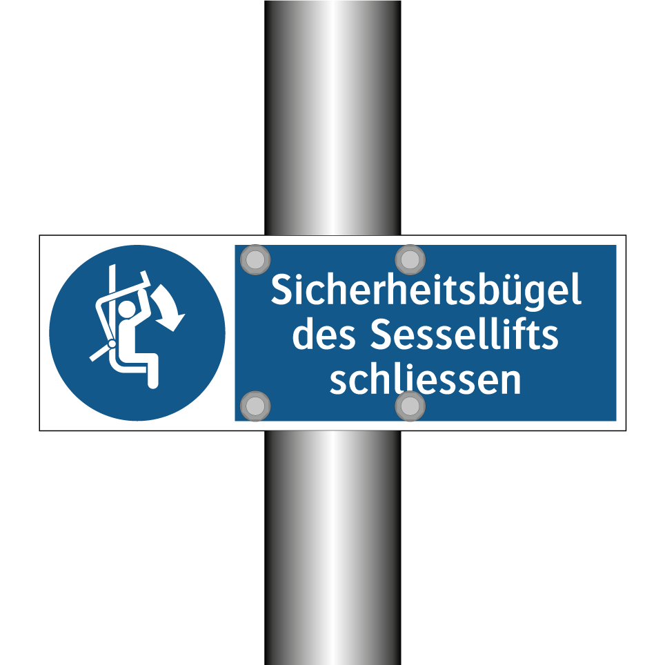 Sicherheitsbügel des Sessellifts schliessen