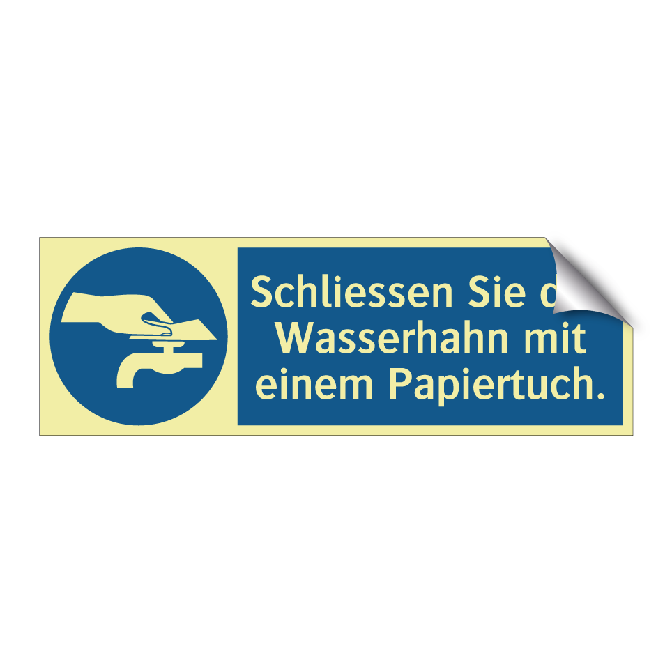 Schliessen Sie den Wasserhahn mit einem Papiertuch.