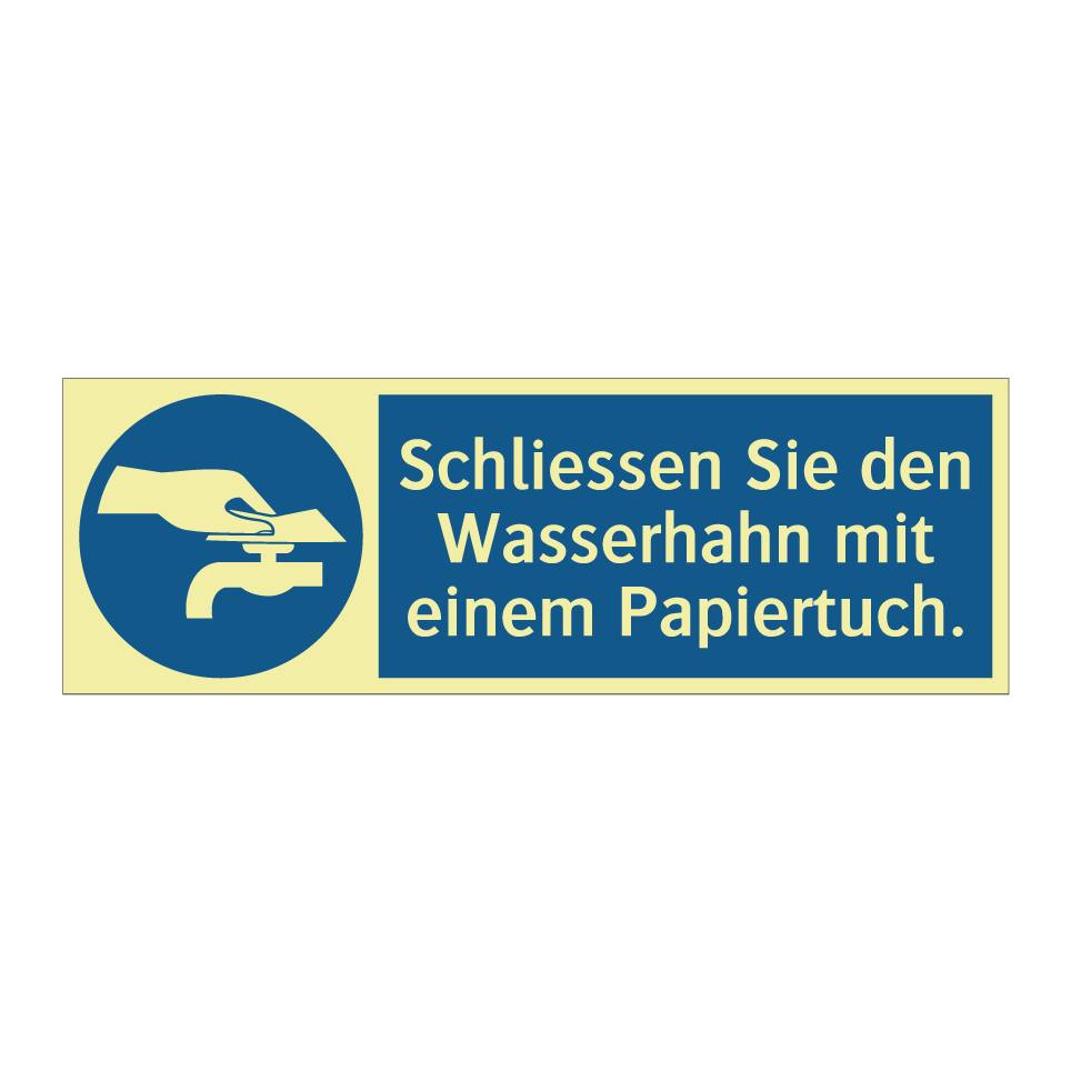 Schliessen Sie den Wasserhahn mit einem Papiertuch.